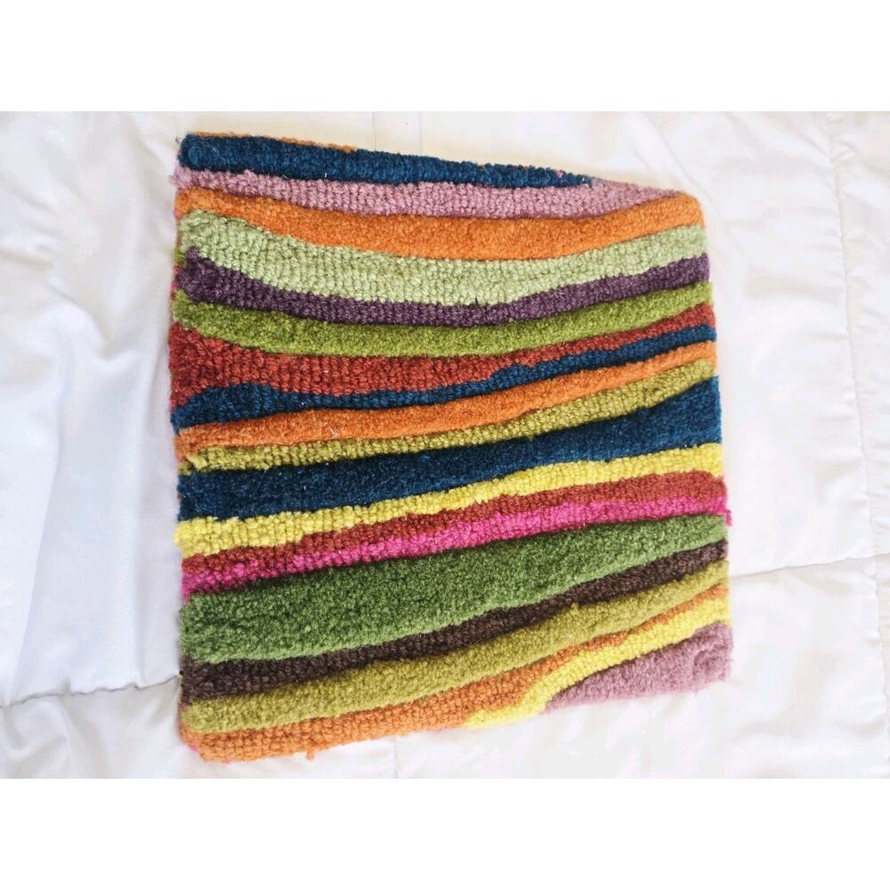Angela Adams Spike Rainbow Sample Square New Zealand Wool Mini Rug Retro Boho
